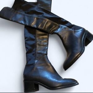 Via Spiga Black Over-the-Knee Leather Boots